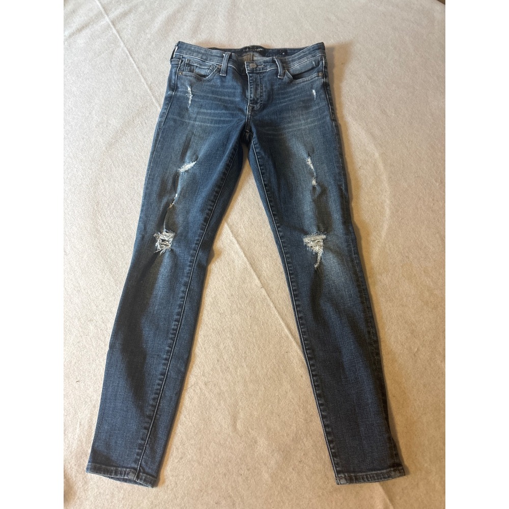 Lucky Brand Skinny‎ Jeans Womens 26 Blue Excellent Distressed Mid Rise Denim